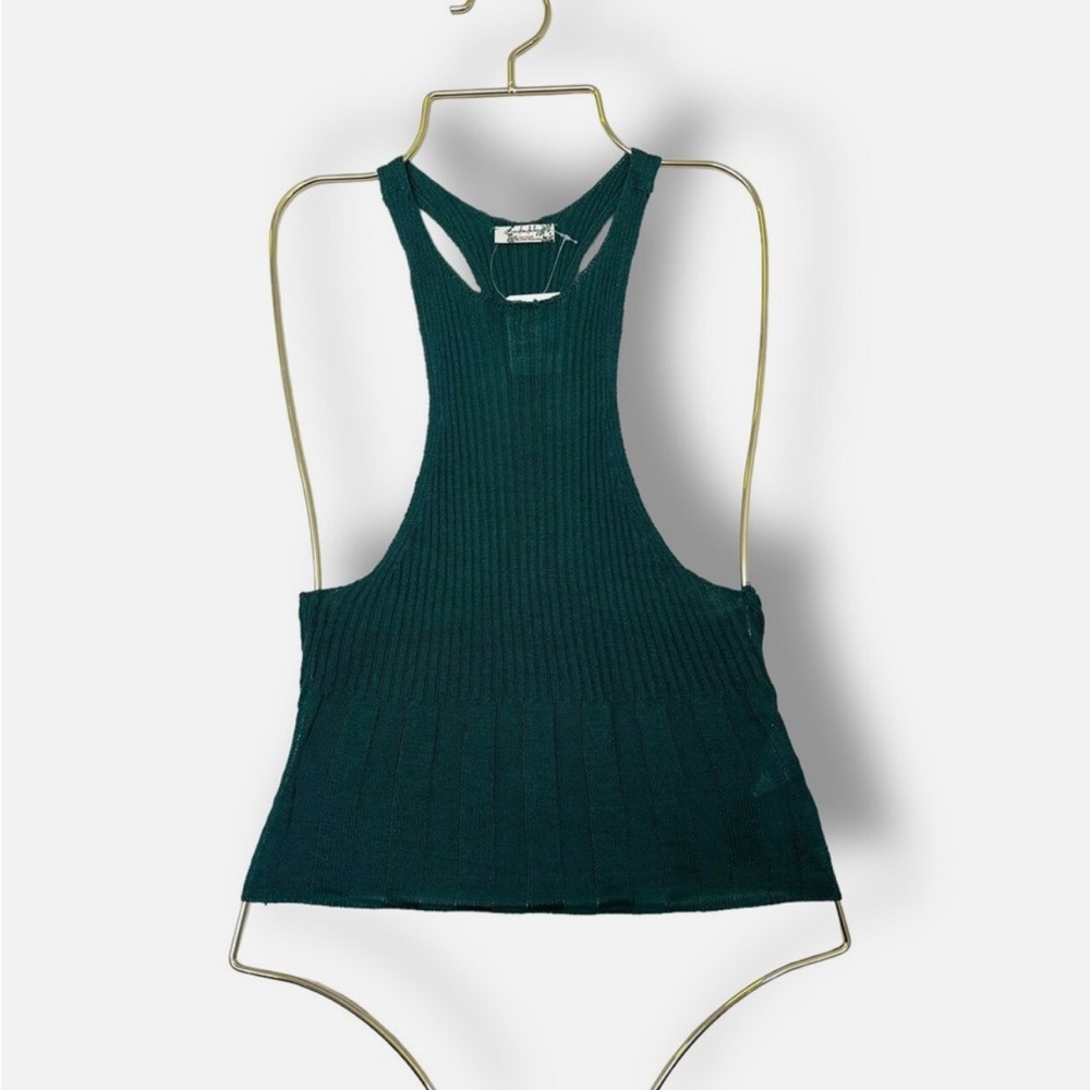 Intimately Free People Deep Green Knit Ribbed Racerback Tank Top Small